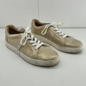 Soul Naturalizer Leather Sneakers Women's US 8 Gold Lace Up Casual Shoes